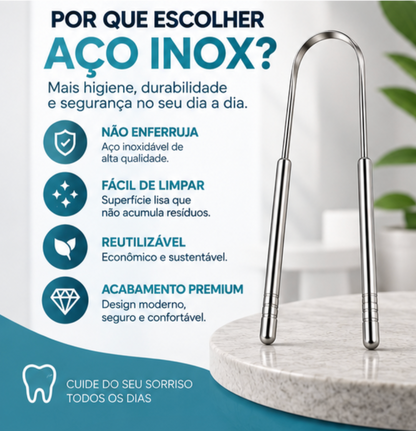 Raspador de Língua em Aço Inoxidável | Mobili OralPure