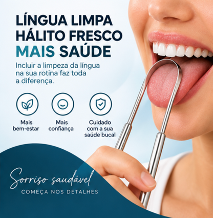 Raspador de Língua em Aço Inoxidável | Mobili OralPure