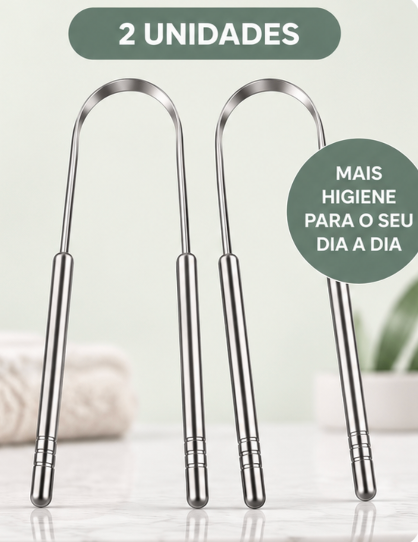 Raspador de Língua em Aço Inoxidável | Mobili OralPure