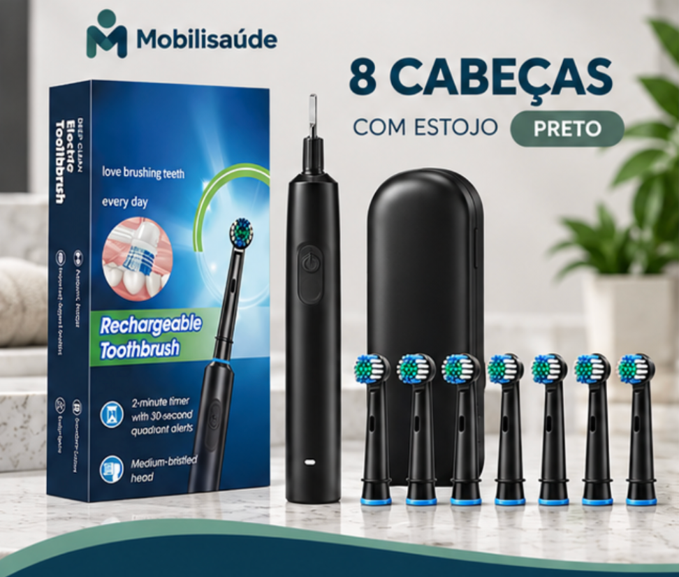 Escova Elétrica Rotativa Recarregável | Mobili OralCare Pro