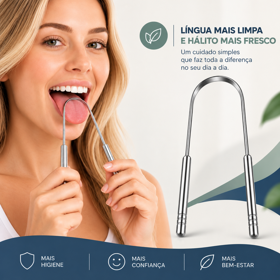 Raspador de Língua em Aço Inoxidável | Mobili OralPure