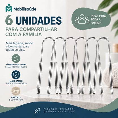 Raspador de Língua em Aço Inoxidável | Mobili OralPure