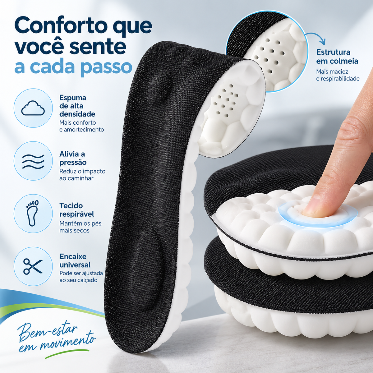 Palmilha Acolchoada para Conforto Diário | Mobili Passo Leve