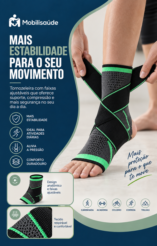 Tornozeleira Ajustável com Faixas Cruzadas | Mobili FlexStep