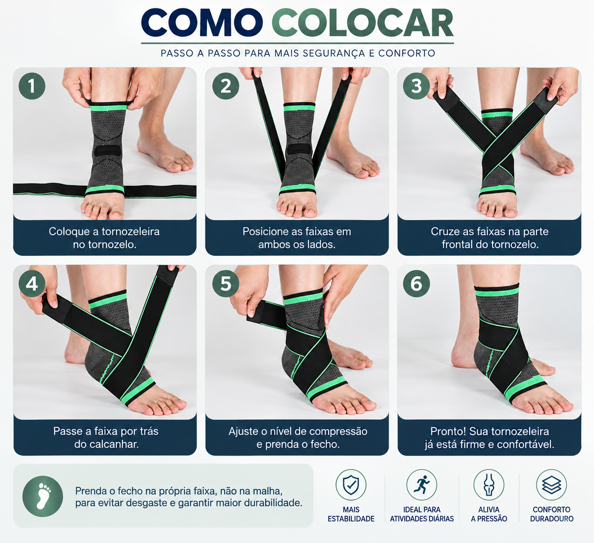 Tornozeleira Ajustável com Faixas Cruzadas | Mobili FlexStep