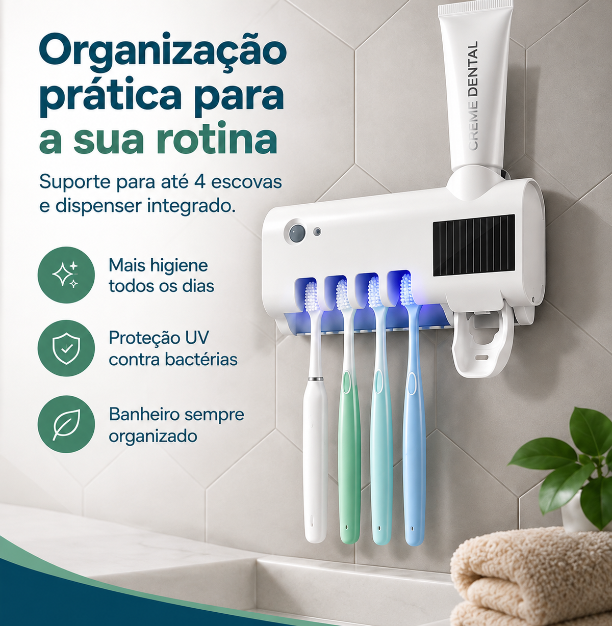 Organizador de Escovas com Dispenser | Mobili OralHub