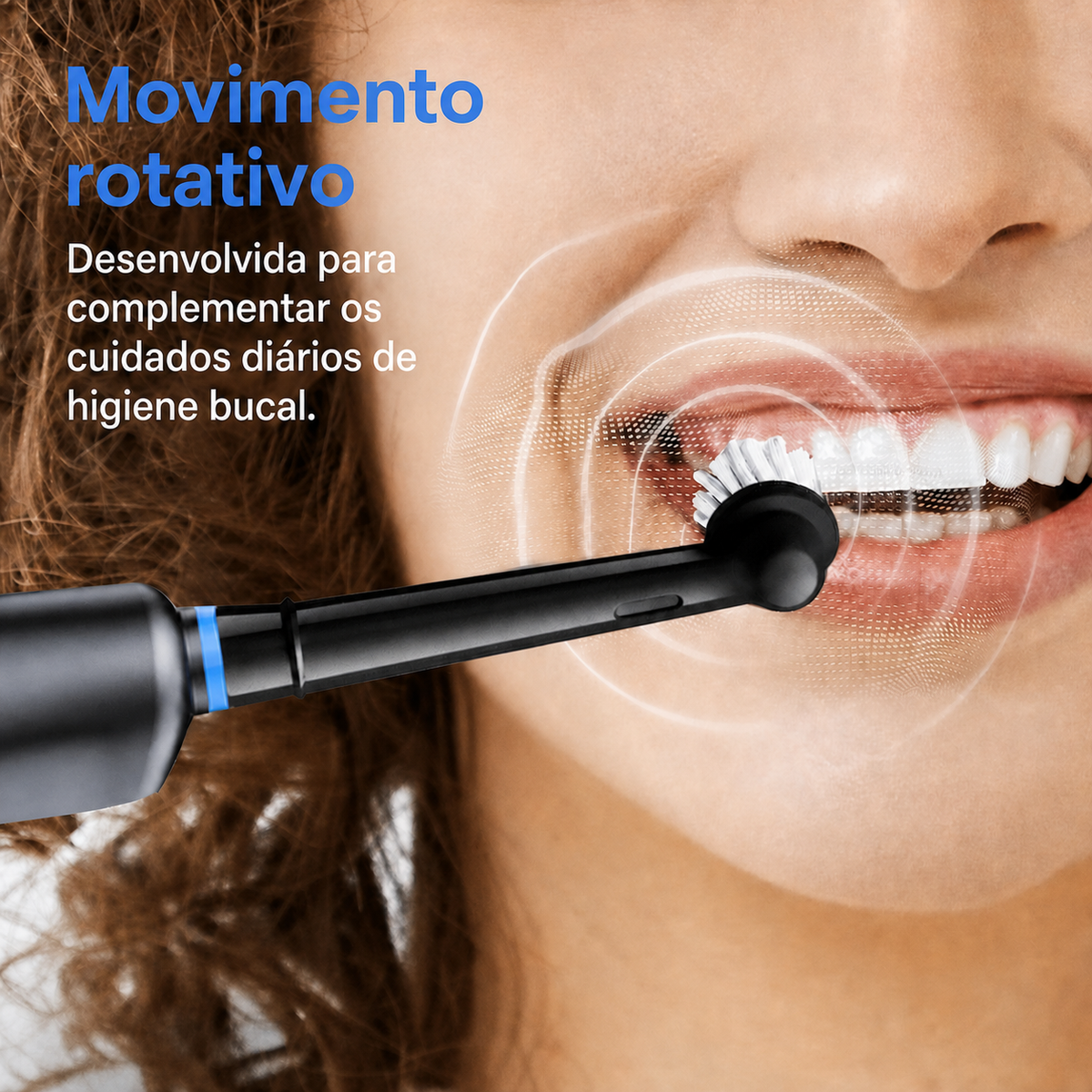 Escova elétrica rotativa em uso
